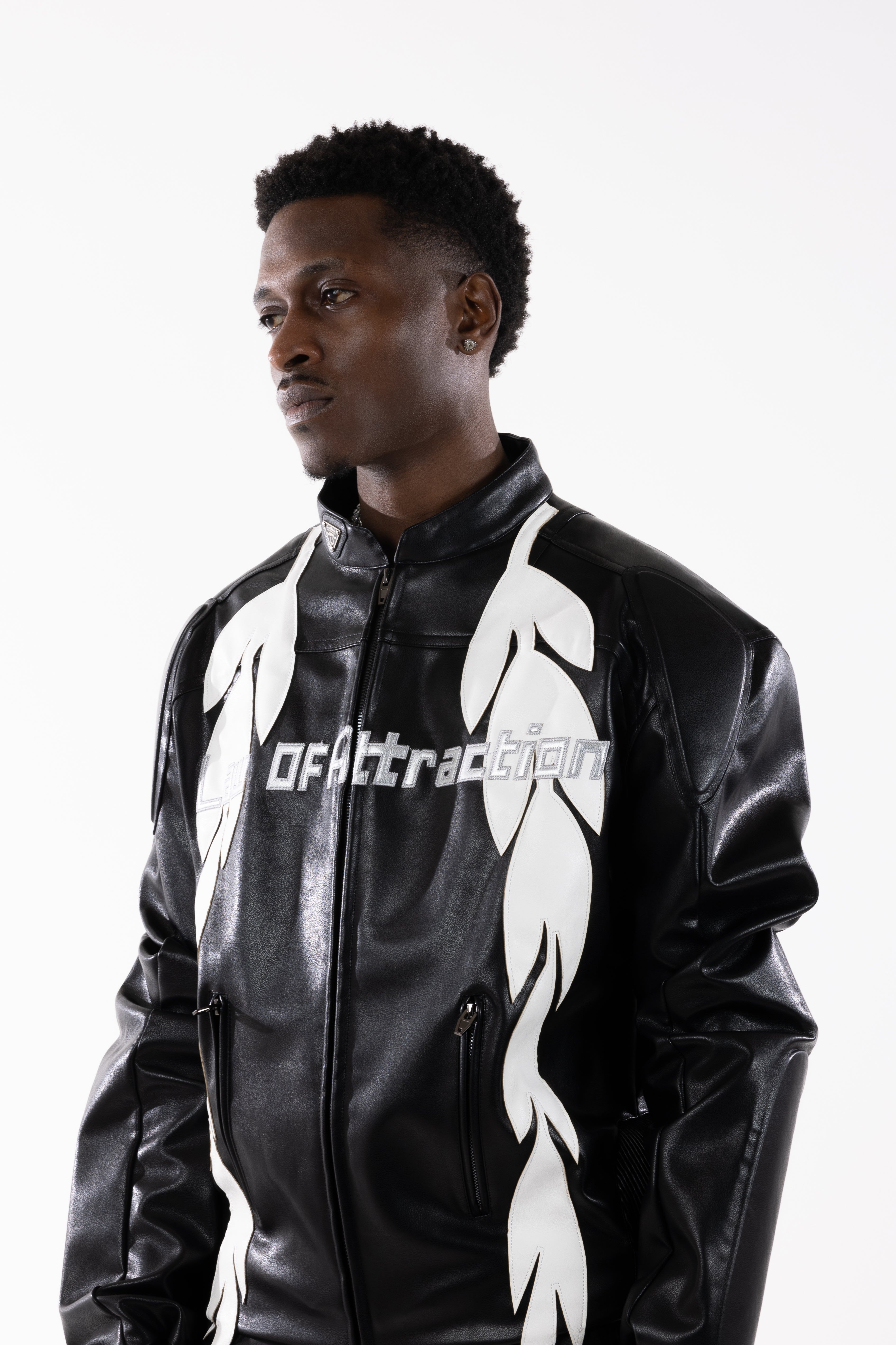 MANIFESATION Leather Racing Jacket